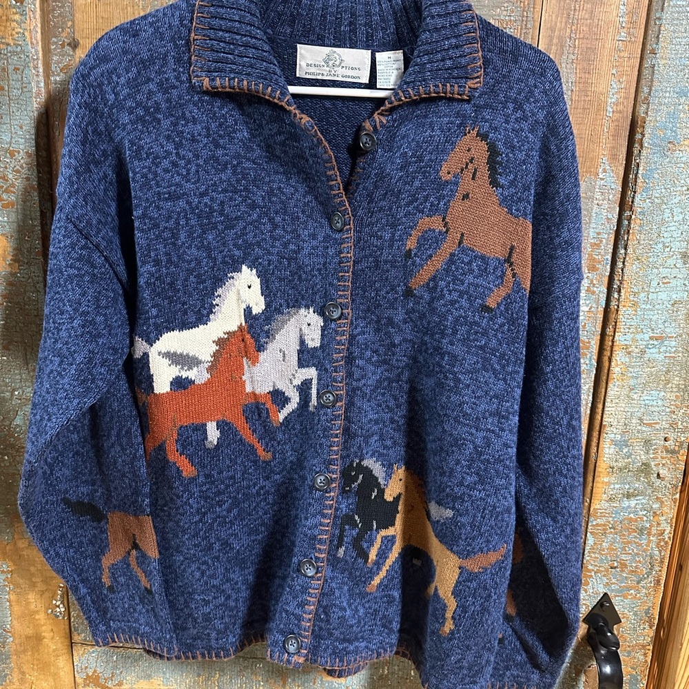 Women Vintage Horse Cardigan Sweater Design Options Philip & Jane Gordon Medium